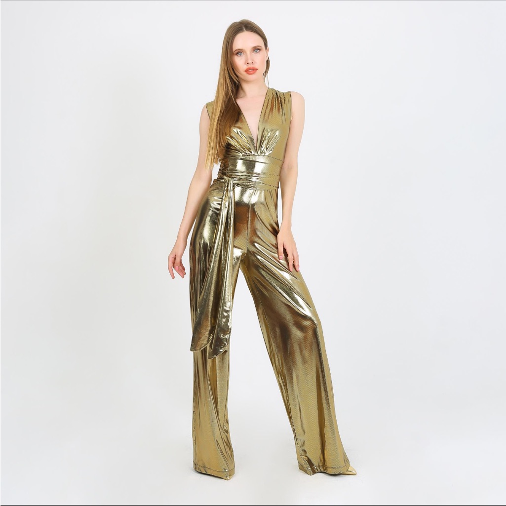 Gold Disco Sleeveless Jumpsuit